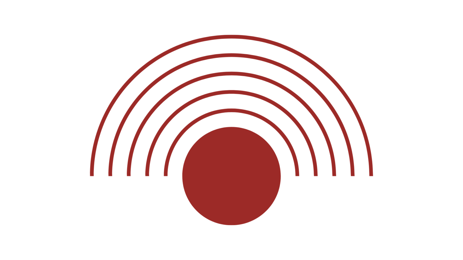 ikona w kolorze rudym przedstawia okrąg (lub kulę) z którego rozchodzą się koncentryczne półkola, przypominające fale.