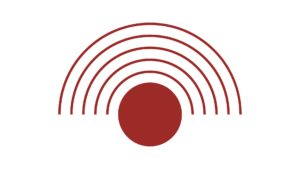ikona w kolorze rudym przedstawia okrąg (lub kulę) z którego rozchodzą się koncentryczne półkola, przypominające fale.